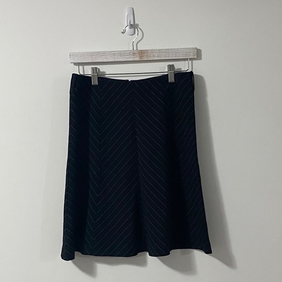 INC Black with Teal Pinstripes Short A-Line Skirt - Picture 2 of 6